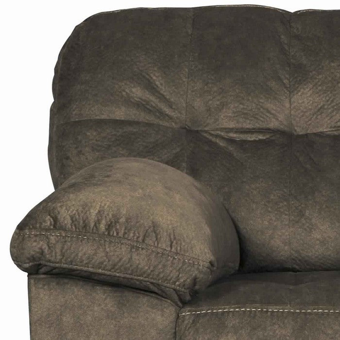 Fabric Upholstered Wooden Frame Loveseat with Pillow Top Arms, Earthy Brown