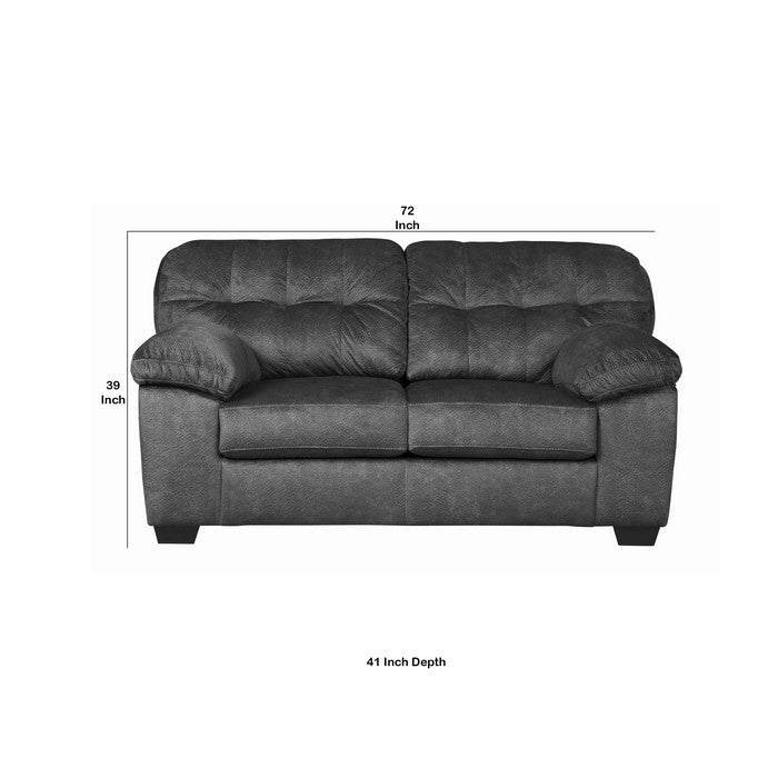 Fabric Upholstered Wooden Frame Loveseat with Pillow Top Arms,Charcoal Gray