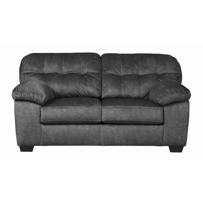 Fabric Upholstered Wooden Frame Loveseat with Pillow Top Arms,Charcoal Gray