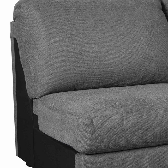 Fabric Upholstered Wooden Framed Armless Loveseat, Gray and Black