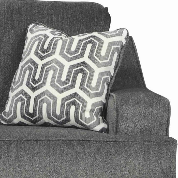 Fabric Upholstered Loveseat with Sloped Armrests, Gray