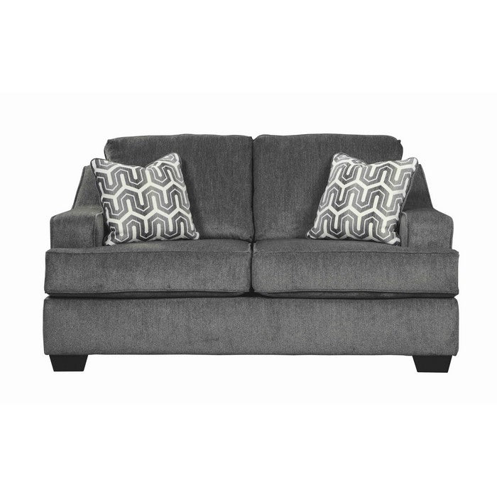 Fabric Upholstered Loveseat with Sloped Armrests, Gray