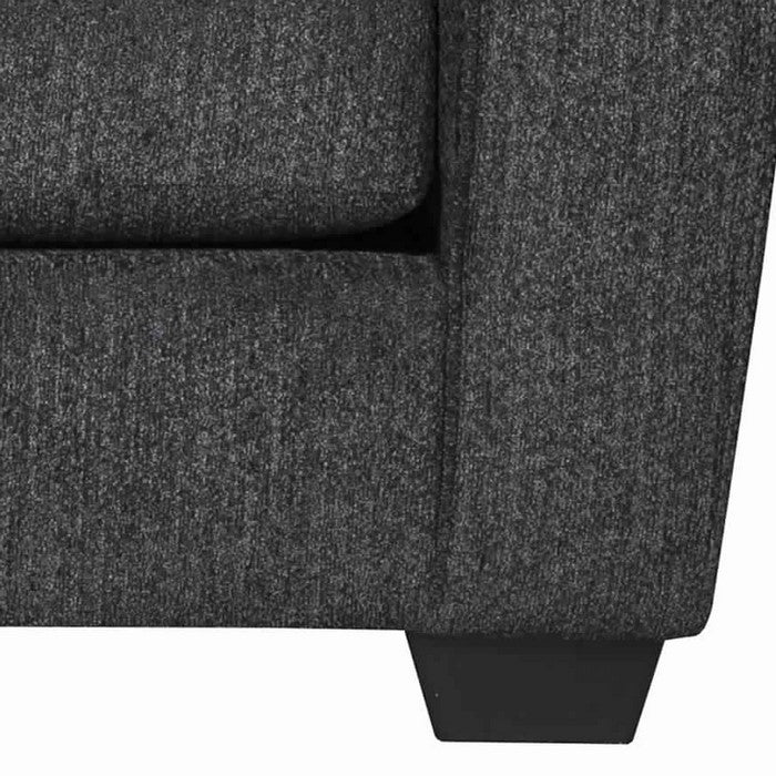 Chunky Textured Fabric Upholstered Loveseat with Block Legs, Slate Gray