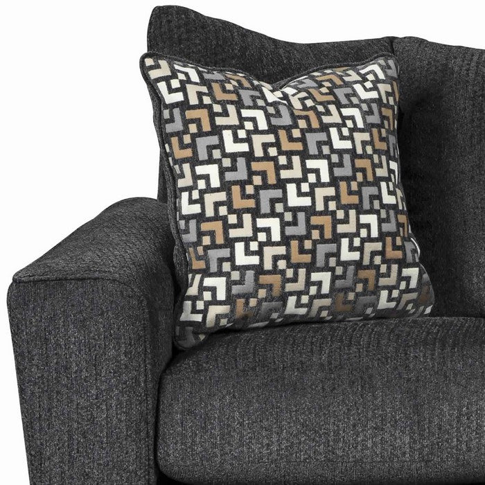 Chunky Textured Fabric Upholstered Loveseat with Block Legs, Slate Gray