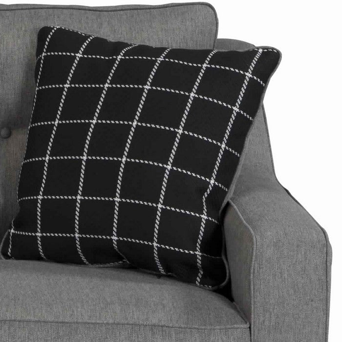 Fabric Upholstered Loveseat with Button Tufted Backrest, Charcoal Gray