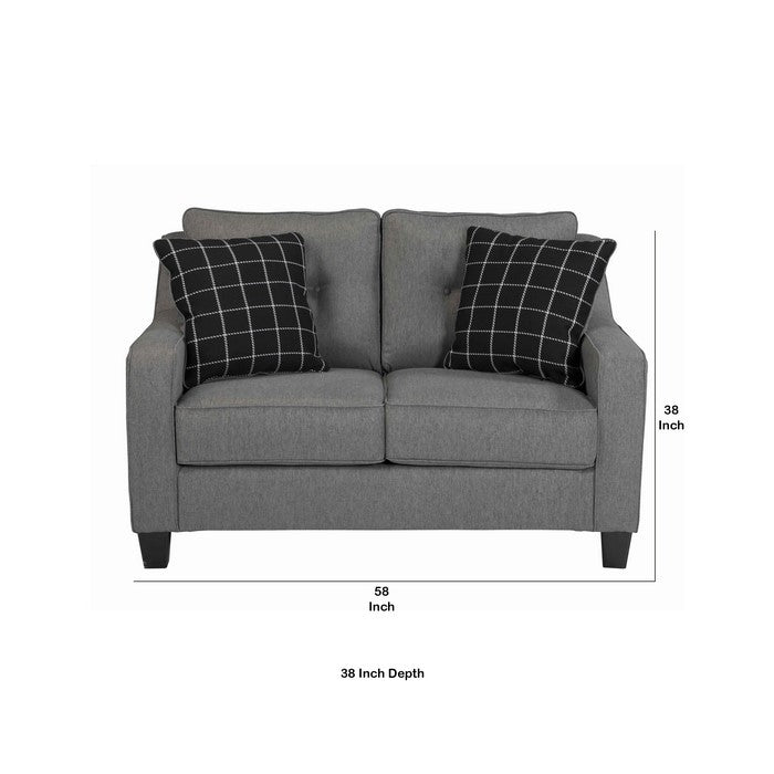 Fabric Upholstered Loveseat with Button Tufted Backrest, Charcoal Gray