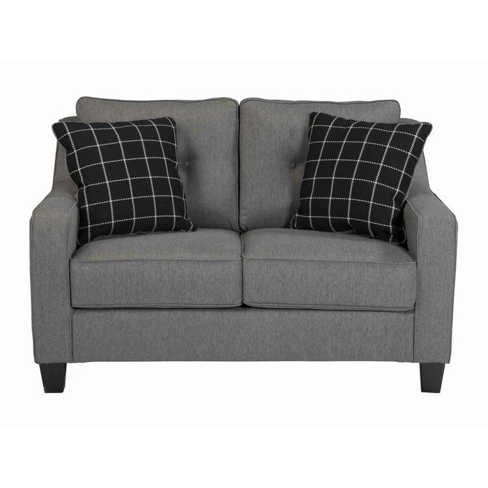 Fabric Upholstered Loveseat with Button Tufted Backrest, Charcoal Gray