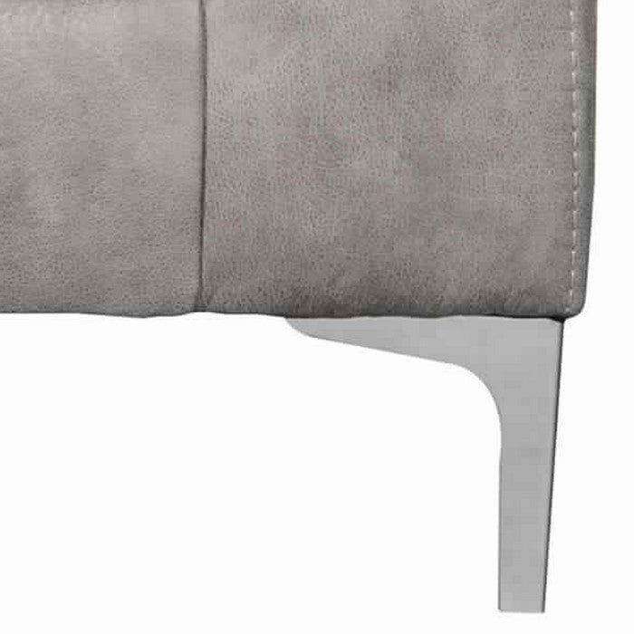 Leatherette Loveseat with Metal Legs, Gray and Chrome