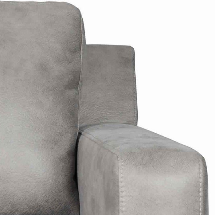 Leatherette Loveseat with Metal Legs, Gray and Chrome