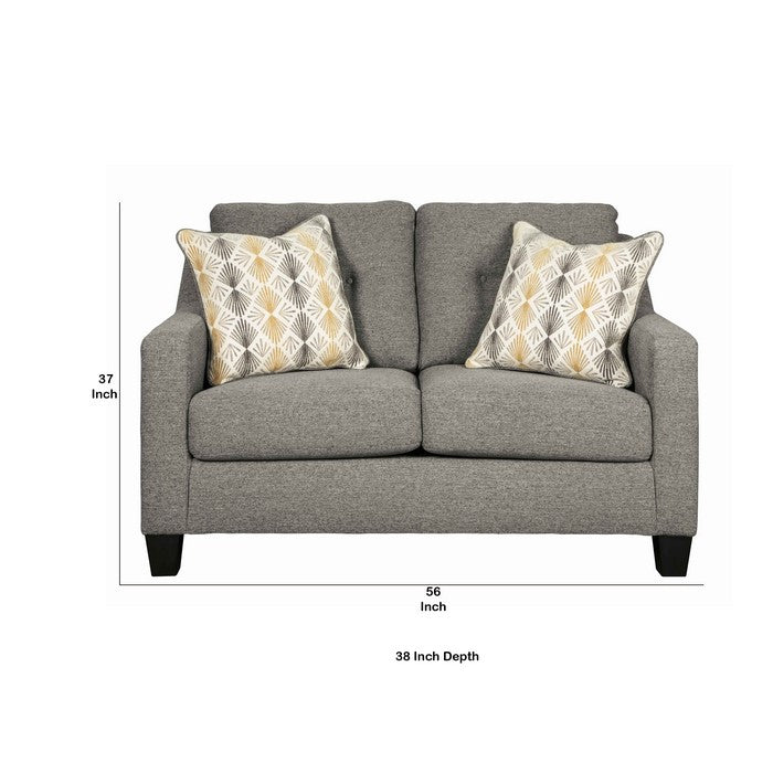 Fabric Upholstered Loveseat with Button Tufted Back, Gray
