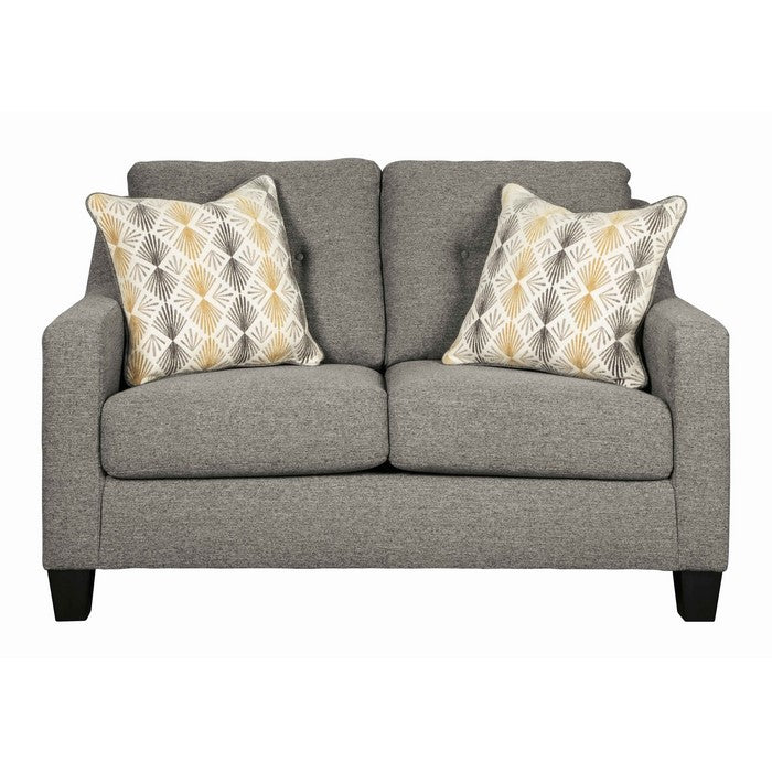 Fabric Upholstered Loveseat with Button Tufted Back, Gray