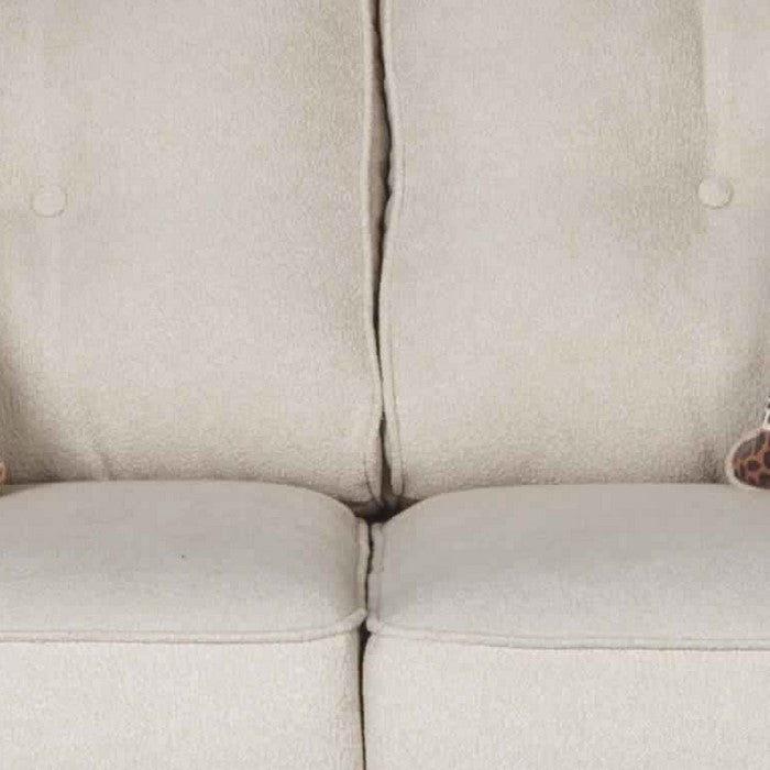 Fabric Upholstered Loveseat with Button Tufted Backrest, Off White