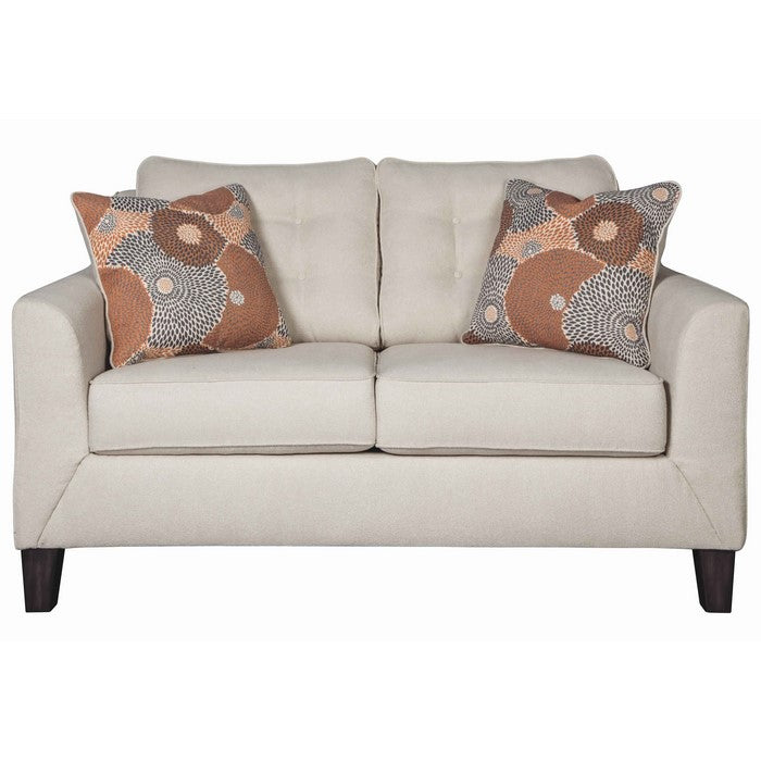 Fabric Upholstered Loveseat with Button Tufted Backrest, Off White