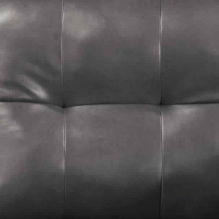 Leatherette Wooden Framed Loveseat with Tufted Details, Charcoal Gray