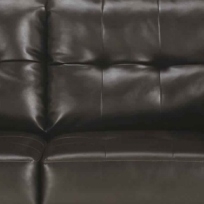 Leatherette Tufted Loveseat with Pillow Top Arms, Dark Brown