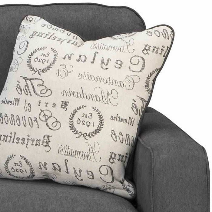 Upholstered Right Arm Facing Loveseat with Tapered legs, Charcoal Gray