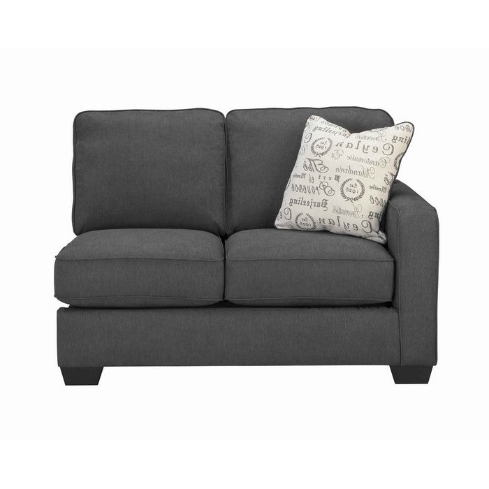 Upholstered Right Arm Facing Loveseat with Tapered legs, Charcoal Gray
