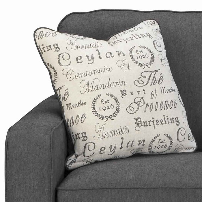 Upholstered Left Arm Facing Loveseat with Tapered legs, Charcoal Gray