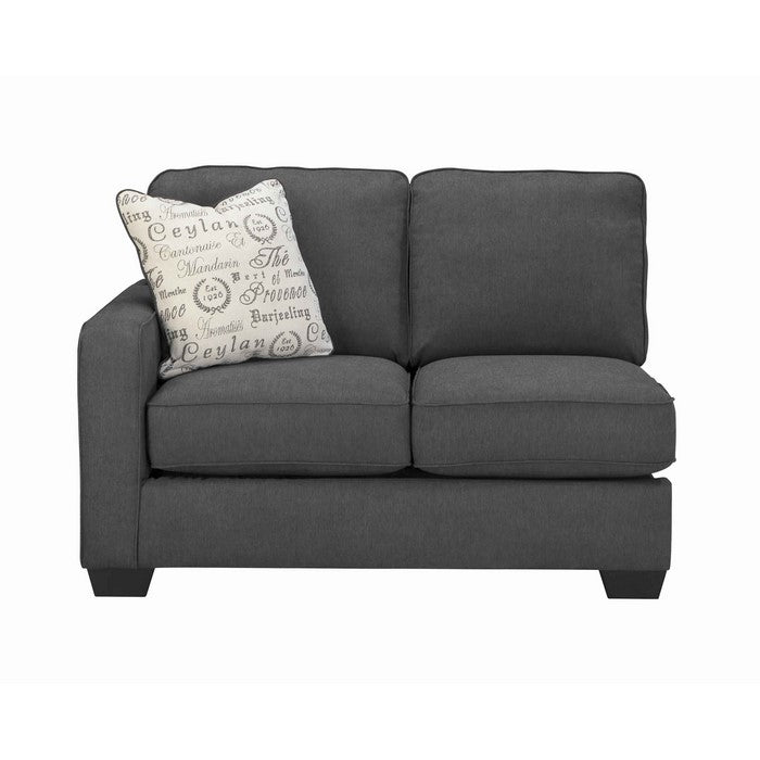 Upholstered Left Arm Facing Loveseat with Tapered legs, Charcoal Gray
