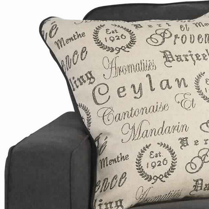 Fabric Upholstered Loveseat with Box Cushioned Seat, Charcoal Gray