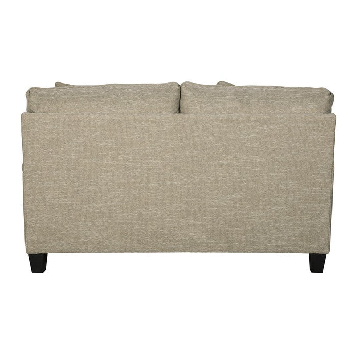 Fabric Upholstered Loveseat with T Cushioned Seat, Beige and Black