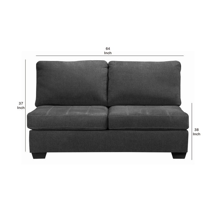 Fabric Upholstered Wooden Framed Armless Loveseat with Tapered Legs, Gray