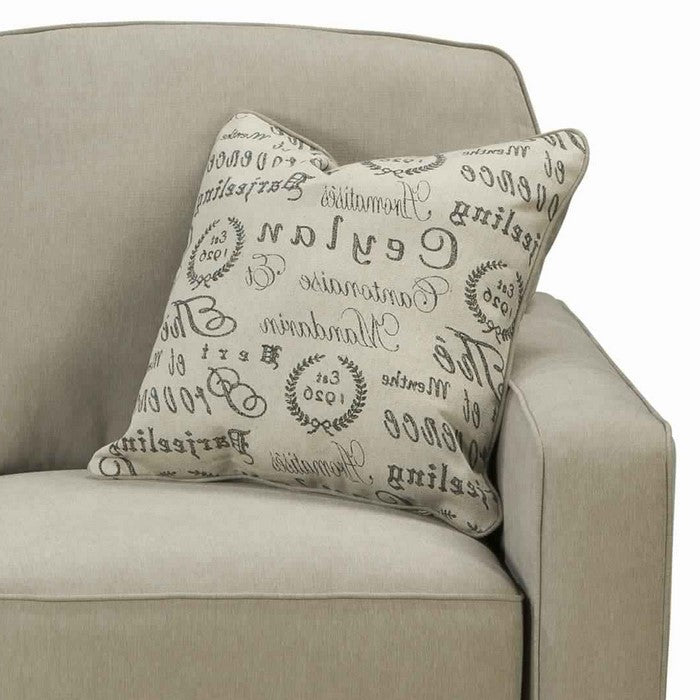 Fabric Upholstered Right Arm Facing Loveseat with Tapered legs, Beige