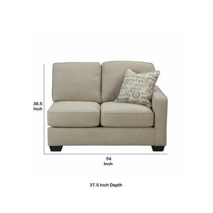 Fabric Upholstered Right Arm Facing Loveseat with Tapered legs, Beige