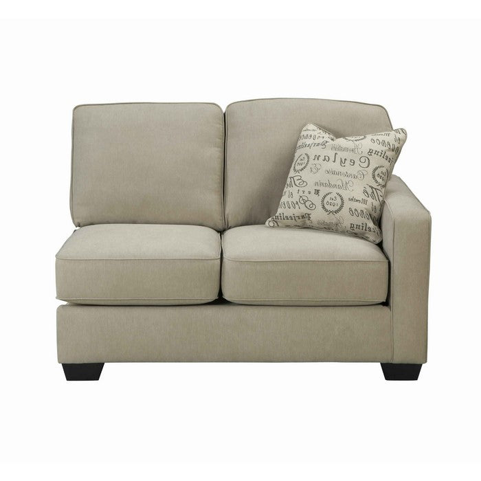 Fabric Upholstered Right Arm Facing Loveseat with Tapered legs, Beige