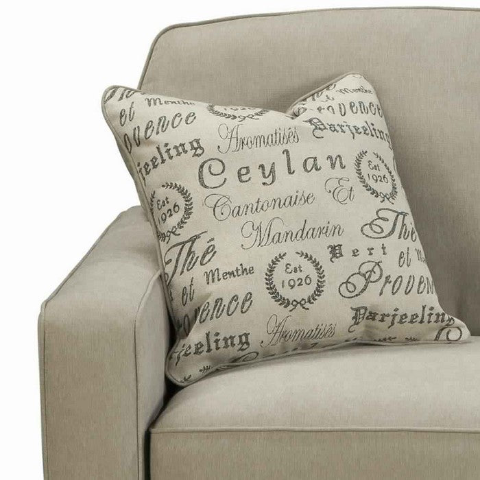 Fabric Upholstered Left Arm Facing Loveseat with Tapered legs, Beige