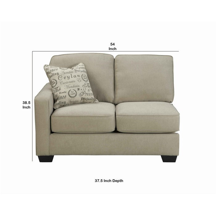Fabric Upholstered Left Arm Facing Loveseat with Tapered legs, Beige