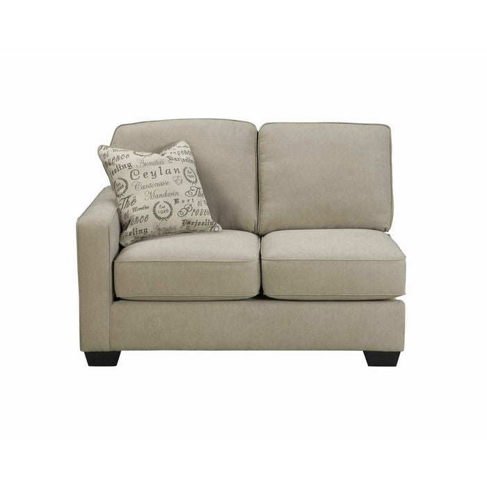 Fabric Upholstered Left Arm Facing Loveseat with Tapered legs, Beige