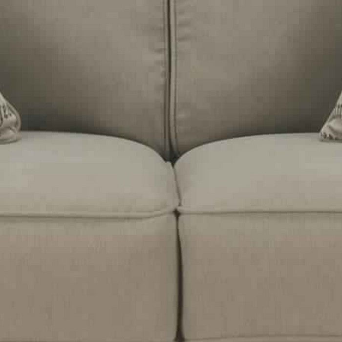 Fabric Upholstered Wooden Frame Loveseat with Track Armrest, Beige