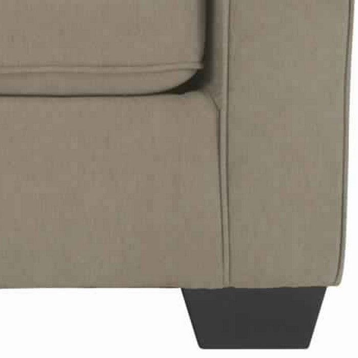 Fabric Upholstered Wooden Frame Loveseat with Track Armrest, Beige