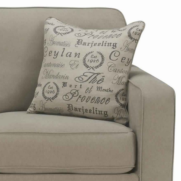 Fabric Upholstered Wooden Frame Loveseat with Track Armrest, Beige