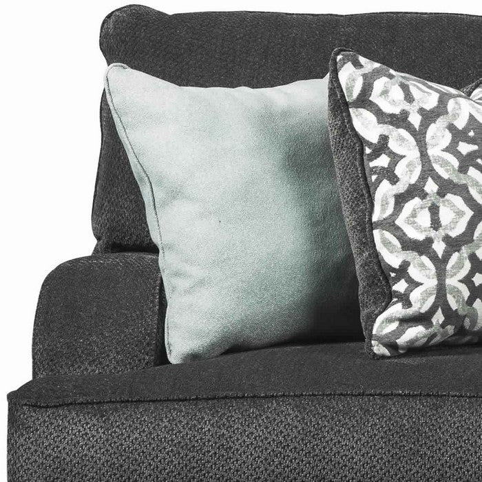 Textured Fabric Upholstered Loveseat with Sloped Armrest, Charcoal Gray