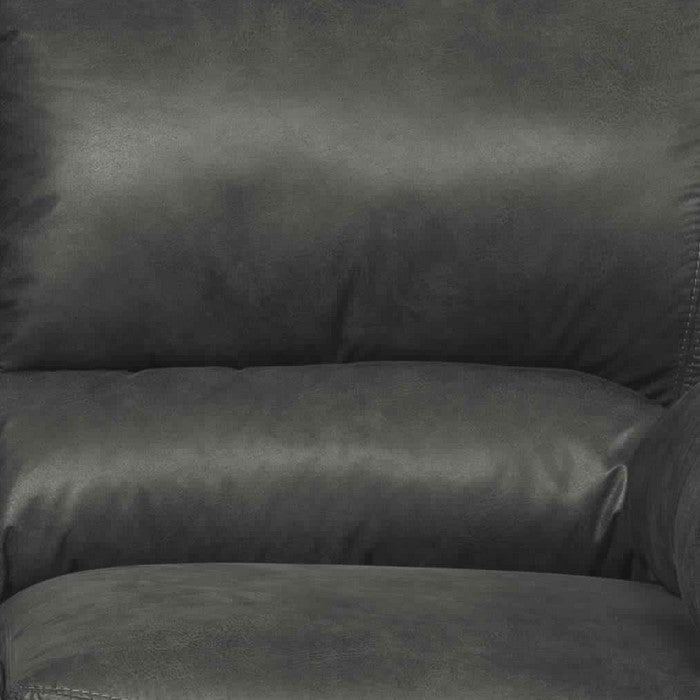 Upholstered Wooden Framed Loveseat with Pillow Top Armrest, Slate Gray