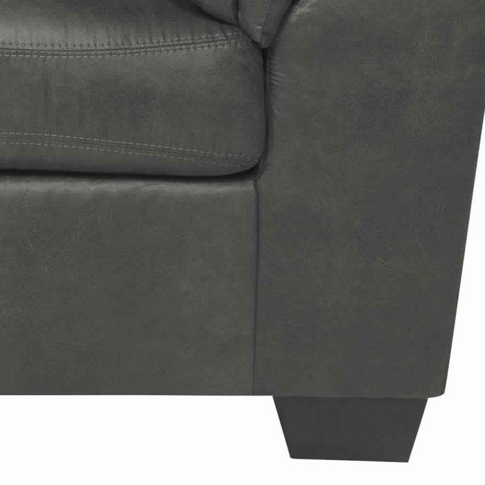 Upholstered Wooden Framed Loveseat with Pillow Top Armrest, Slate Gray