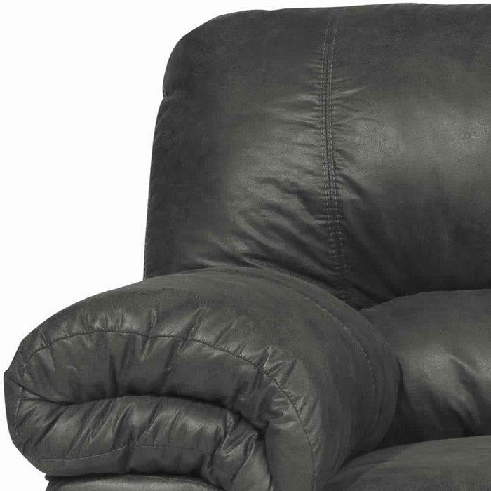 Upholstered Wooden Framed Loveseat with Pillow Top Armrest, Slate Gray