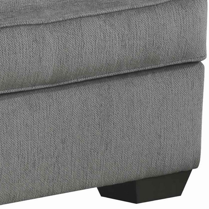 Fabric Upholstered Wooden Frame Storage Ottoman with Block Legs, Gray