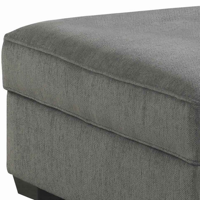 Fabric Upholstered Wooden Frame Storage Ottoman with Block Legs, Gray