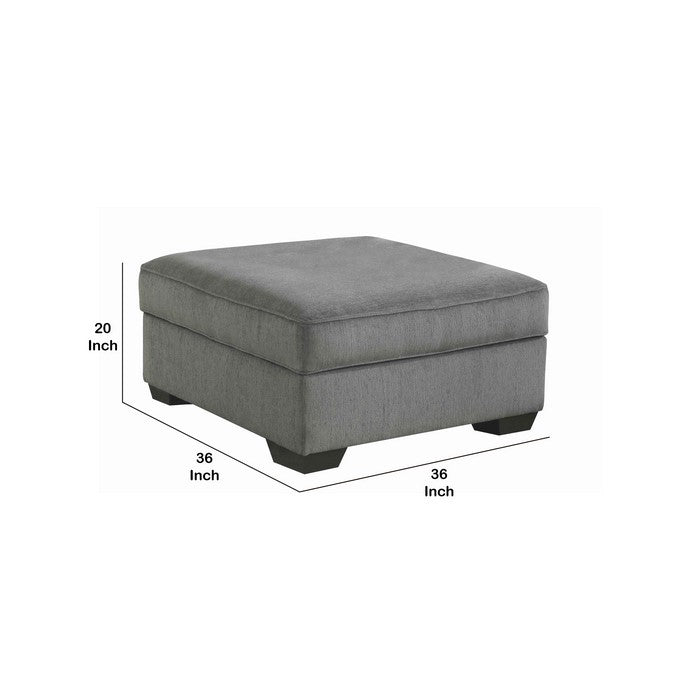 Fabric Upholstered Wooden Frame Storage Ottoman with Block Legs, Gray