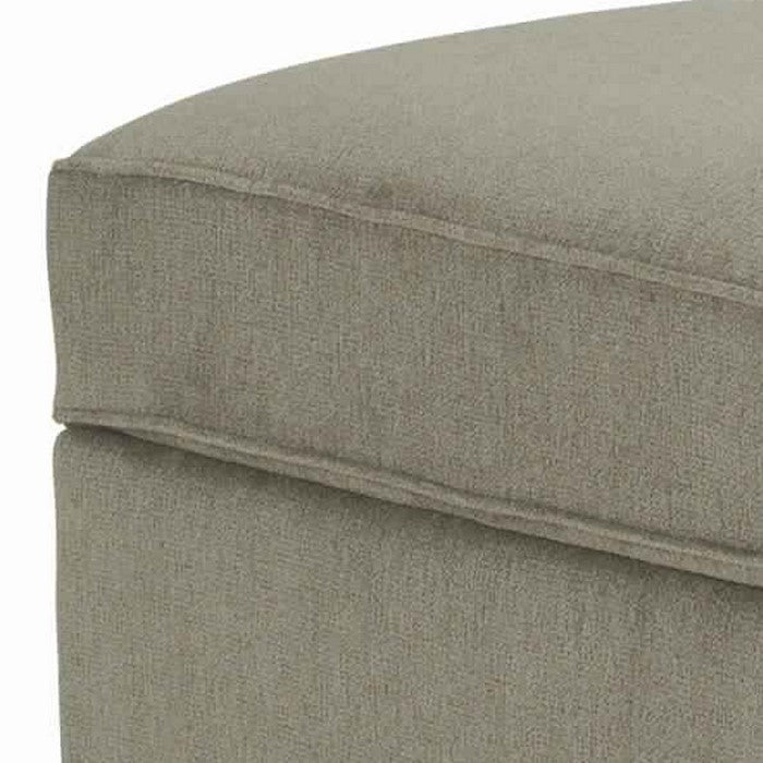 Fabric Upholstered Storage Ottoman with Tapered Legs, Taupe Gray