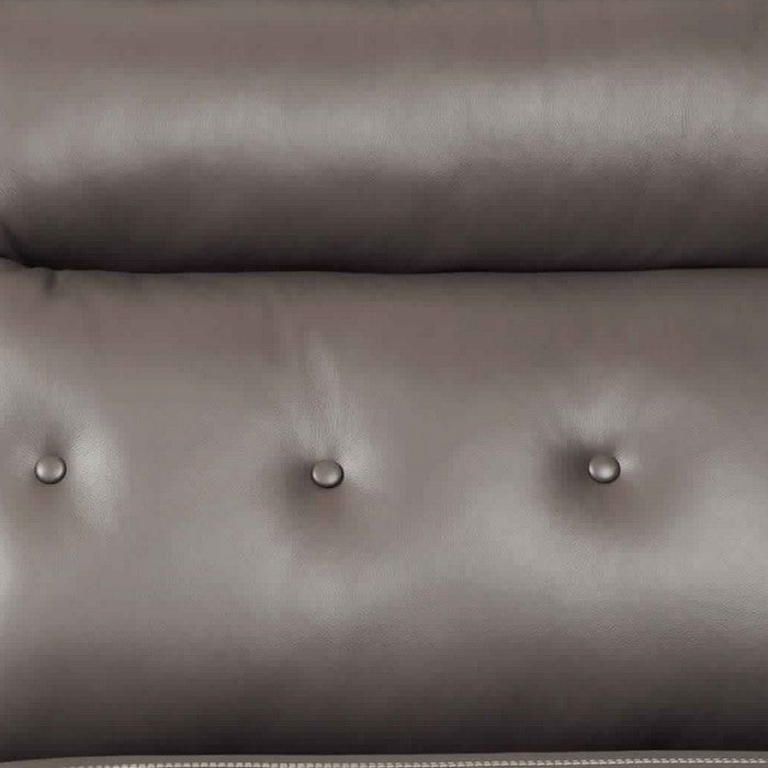 Channel Stitched Leatherette Wooden Frame Sofa with Angled Legs, Gray