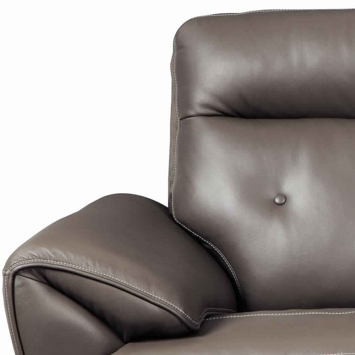 Channel Stitched Leatherette Wooden Frame Sofa with Angled Legs, Gray