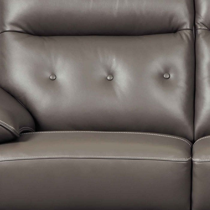 Channel Stitched Leatherette Wooden Frame Loveseat with Angled Legs, Gray