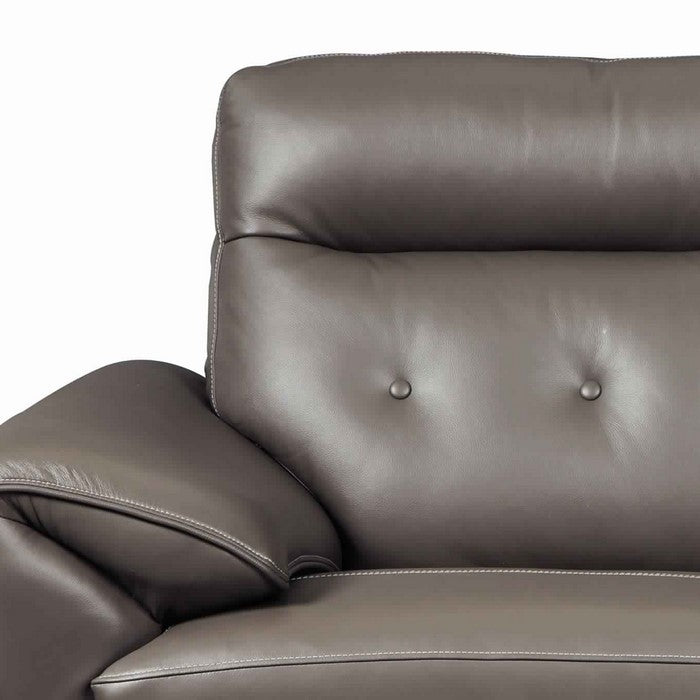 Channel Stitched Leatherette Wooden Frame Loveseat with Angled Legs, Gray