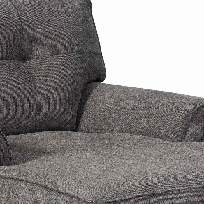 Fabric Upholstered Chaise with Tufted Backrest, Gray and Black