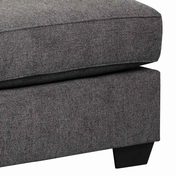 Fabric Upholstered Chaise with Tufted Backrest, Gray and Black