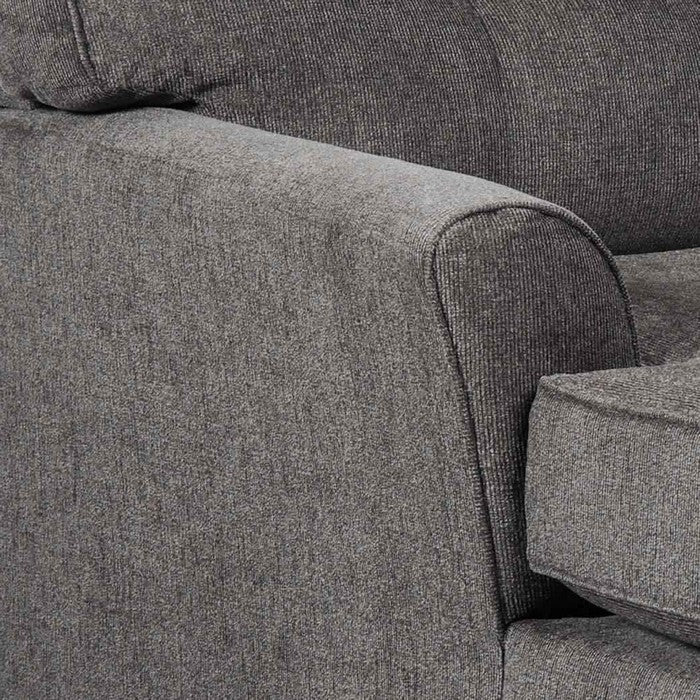 Fabric Upholstered Chaise with Tufted Backrest, Gray and Black
